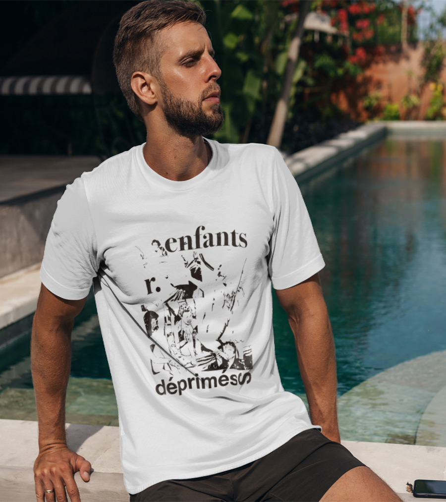 Enfants R Deprimes Monochrome Sketch Print T-Shirt