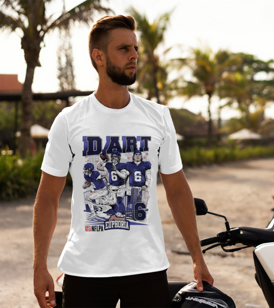 Jaxson Dart #6 New York Giants Football Comic Superpower Quarterback T-Shirt
