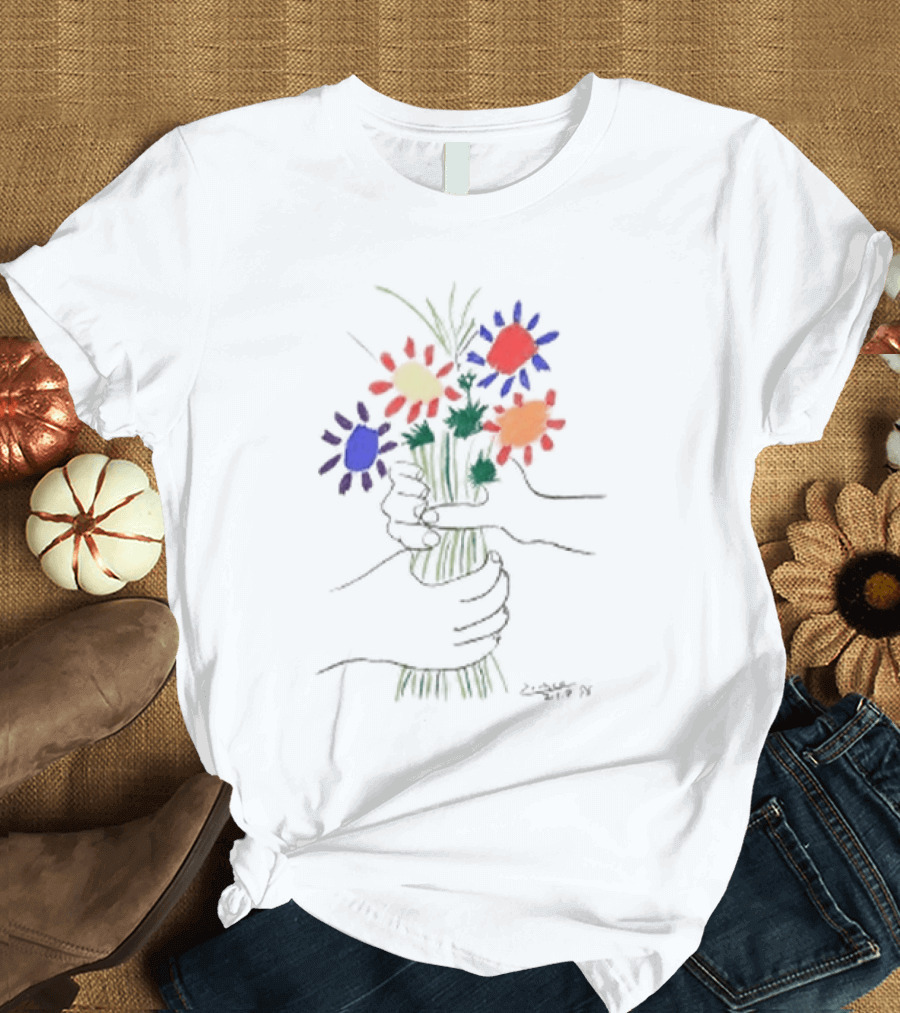 PEACE FOR ALL Uniqlo Tom Mayo Woodman Pablo Picasso Flower T-Shirt