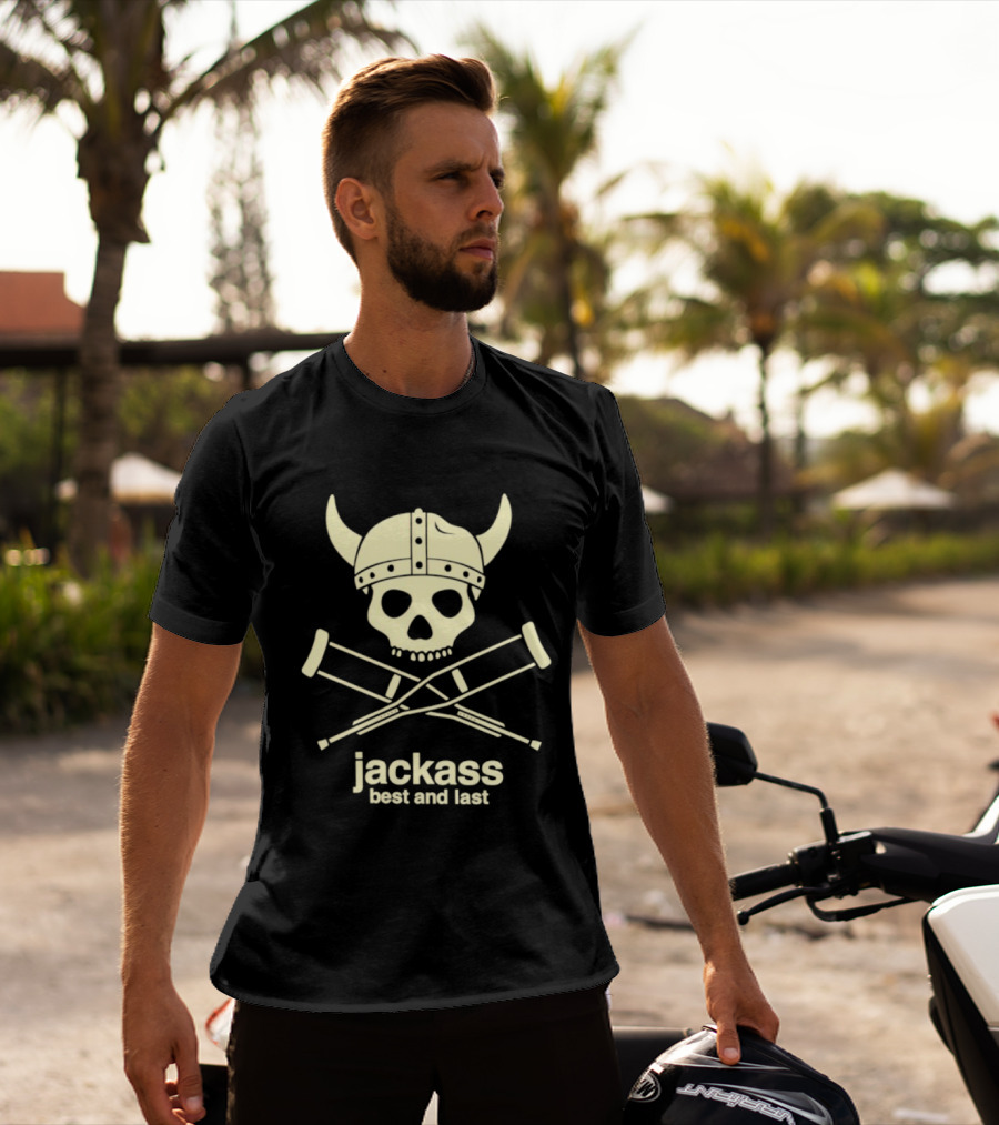 Jackass Best And Last Viking Skull With Crutches T-Shirt