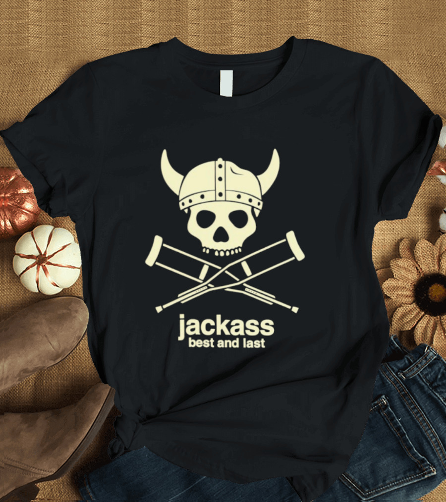 Jackass Best And Last Viking Skull With Crutches T-Shirt