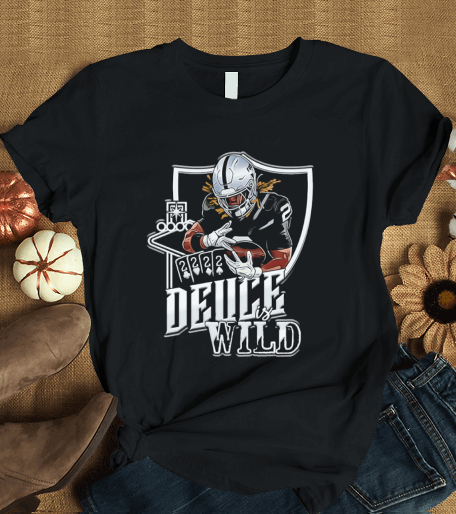 Deuce Is Wild Las Vegas Raiders Football Poker Theme Iconic Quarterback T-Shirt