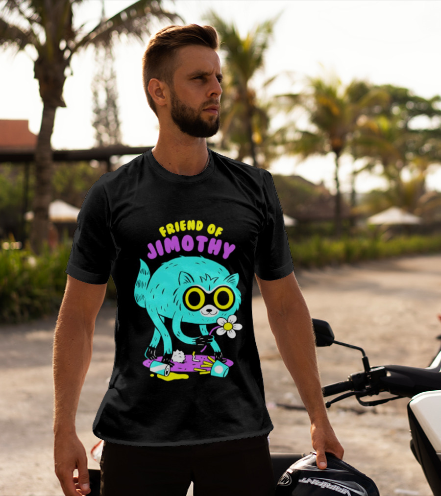 Friend Of Jimothy Raccoon Holding Flower Cute Cartoon T-Shirt