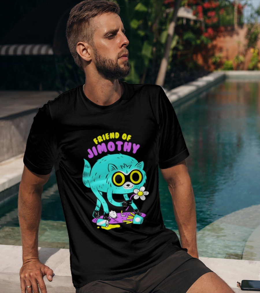 Friend Of Jimothy Raccoon Holding Flower Cute Cartoon T-Shirt