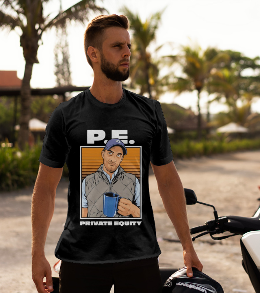 P.E. Guy Holding Coffee In Vest And Cap T-Shirt