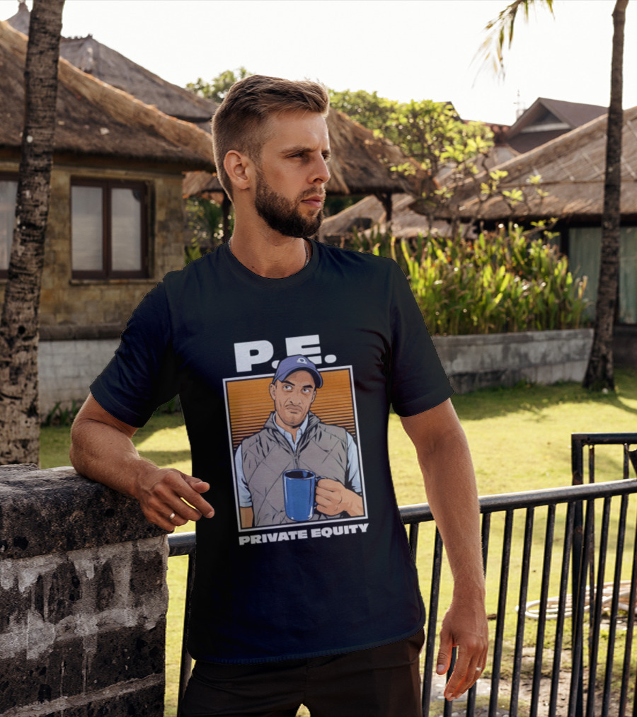 P.E. Guy Holding Coffee In Vest And Cap T-Shirt