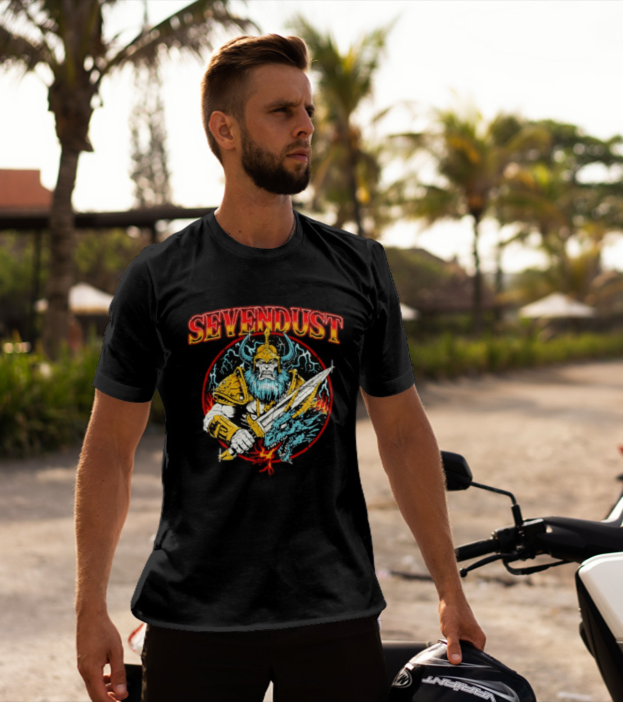 Sevendust Viking Warrior Dragon Battle Axe Power T-Shirt
