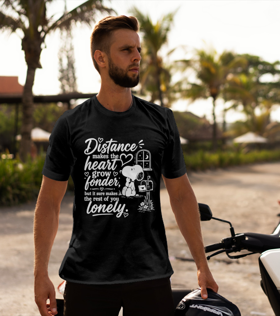 Snoopy Distance Makes The Heart Grow Fonder Lonely Mailbox Scene T-Shirt