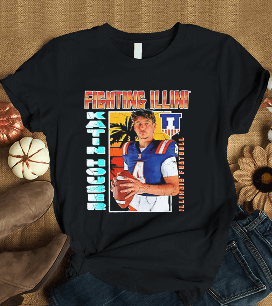 Fighting Illini Katin Houser Illinois Football 2026 NCAA Big Ten T-Shirt
