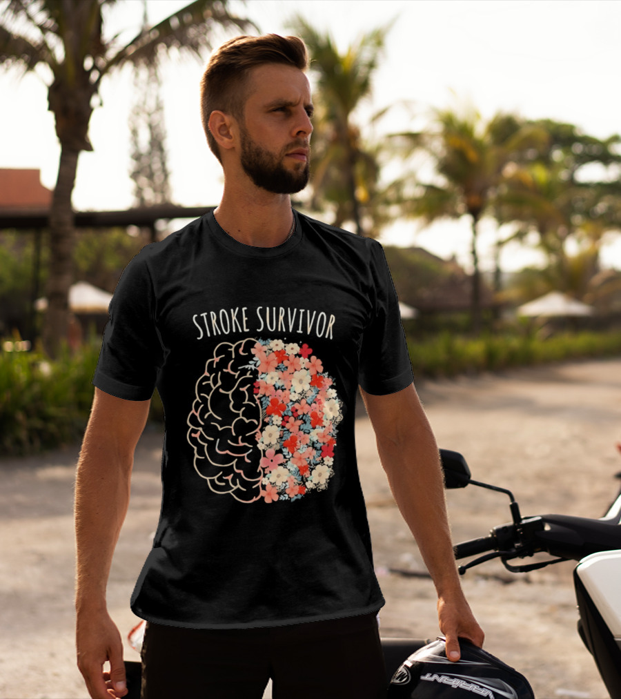 Stroke Survivor Brain With Floral T-Shirt