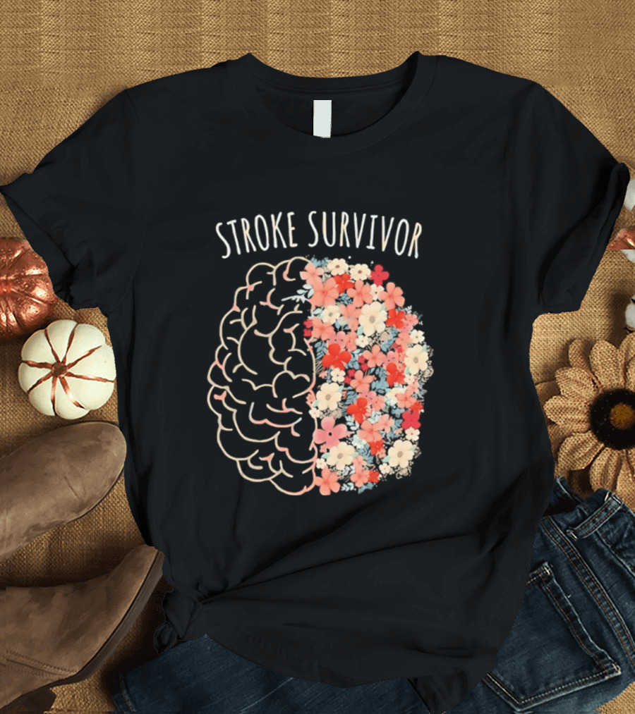 Stroke Survivor Brain With Floral T-Shirt