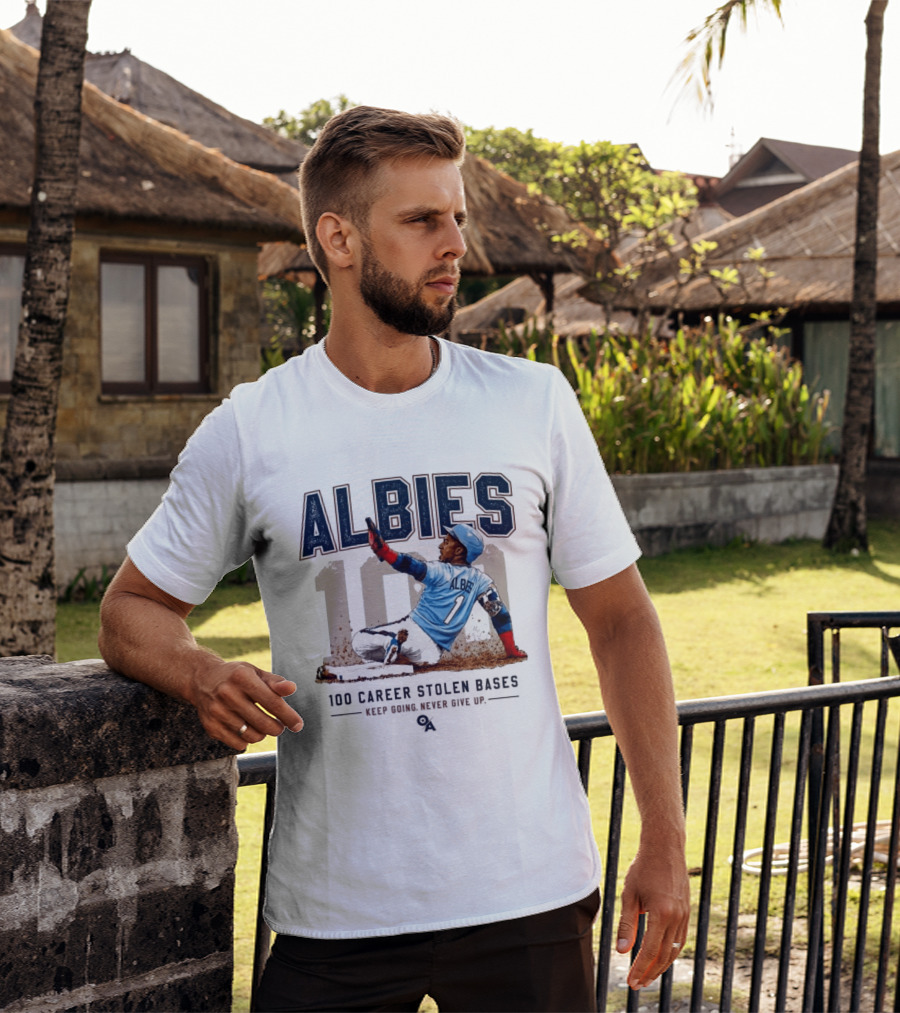 ALBIES 100 Career Stolen Bases Keep Going Never Give Up T-Shirt