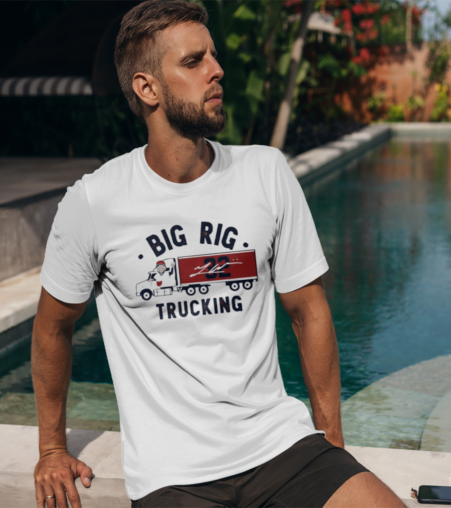 Big Rig Trucking 32 Cartoon Truck Driver With Red Cap T-Shirt