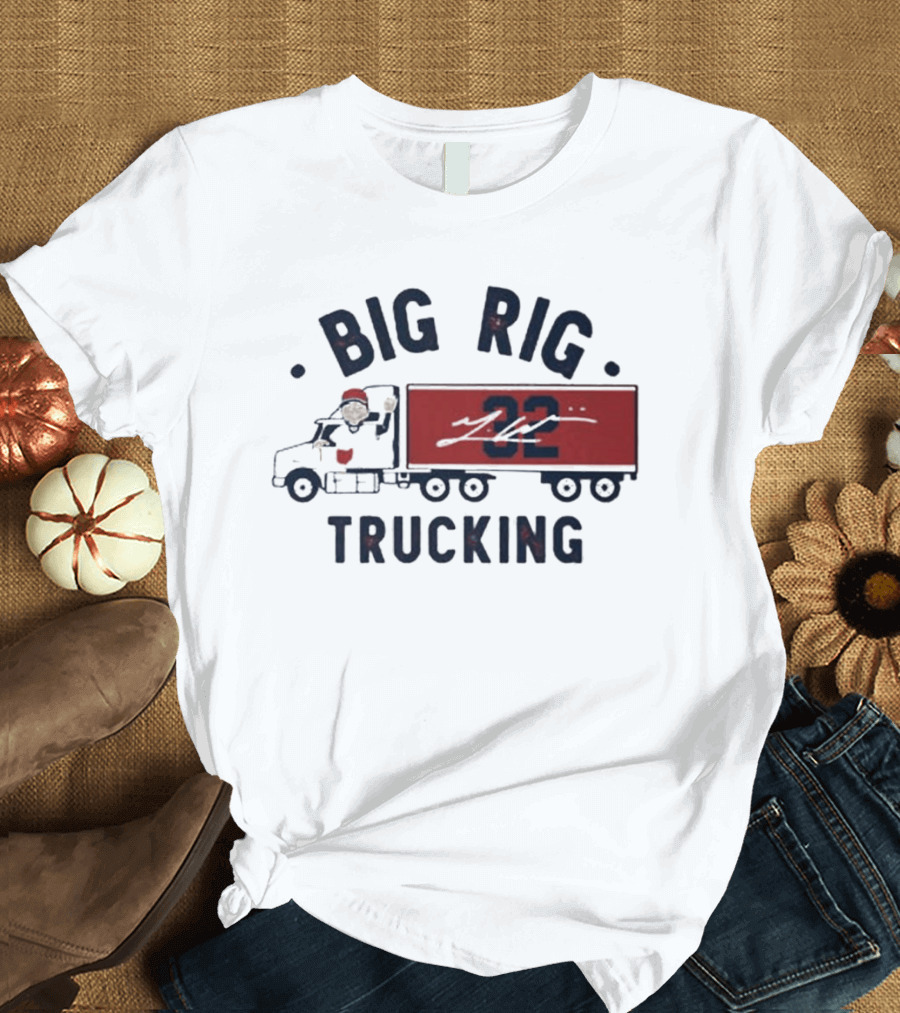 Big Rig Trucking 32 Cartoon Truck Driver With Red Cap T-Shirt