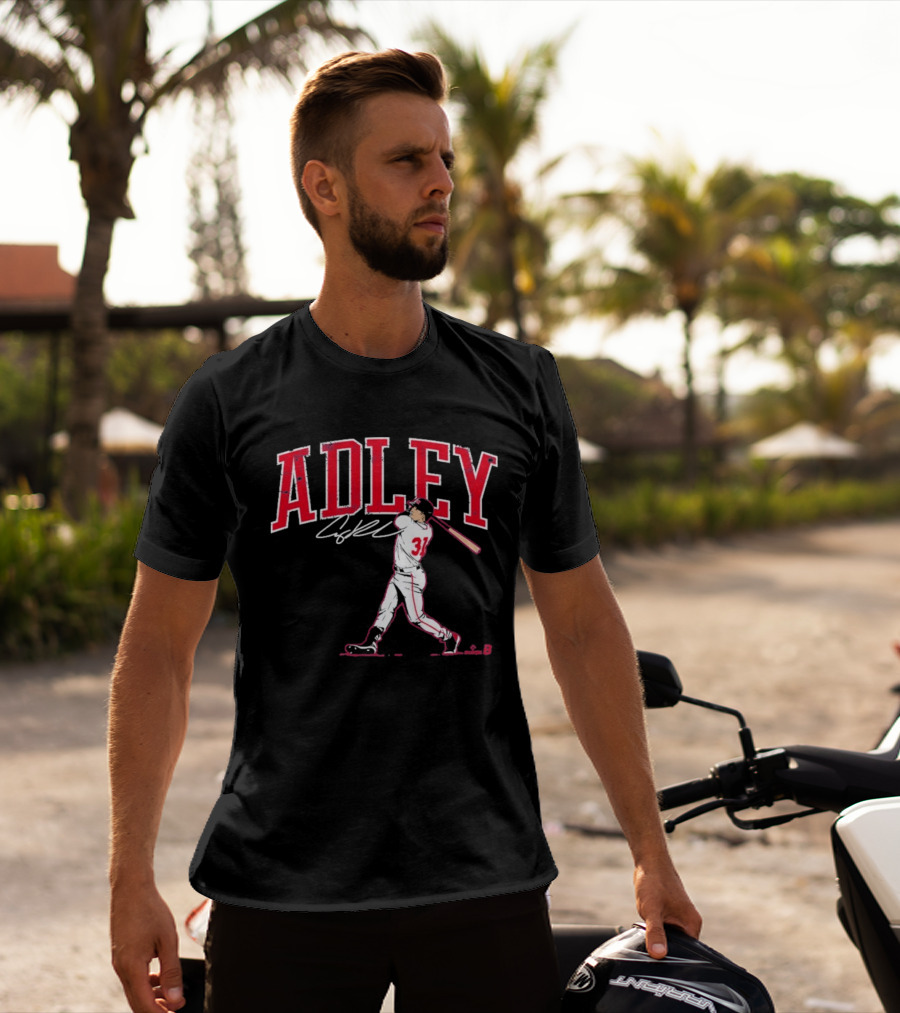 Adley Rutschman Baseball Swing Illustration With Signature T-Shirt