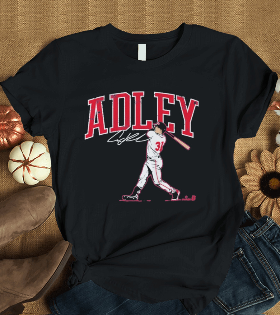 Adley Rutschman Baseball Swing Illustration With Signature T-Shirt