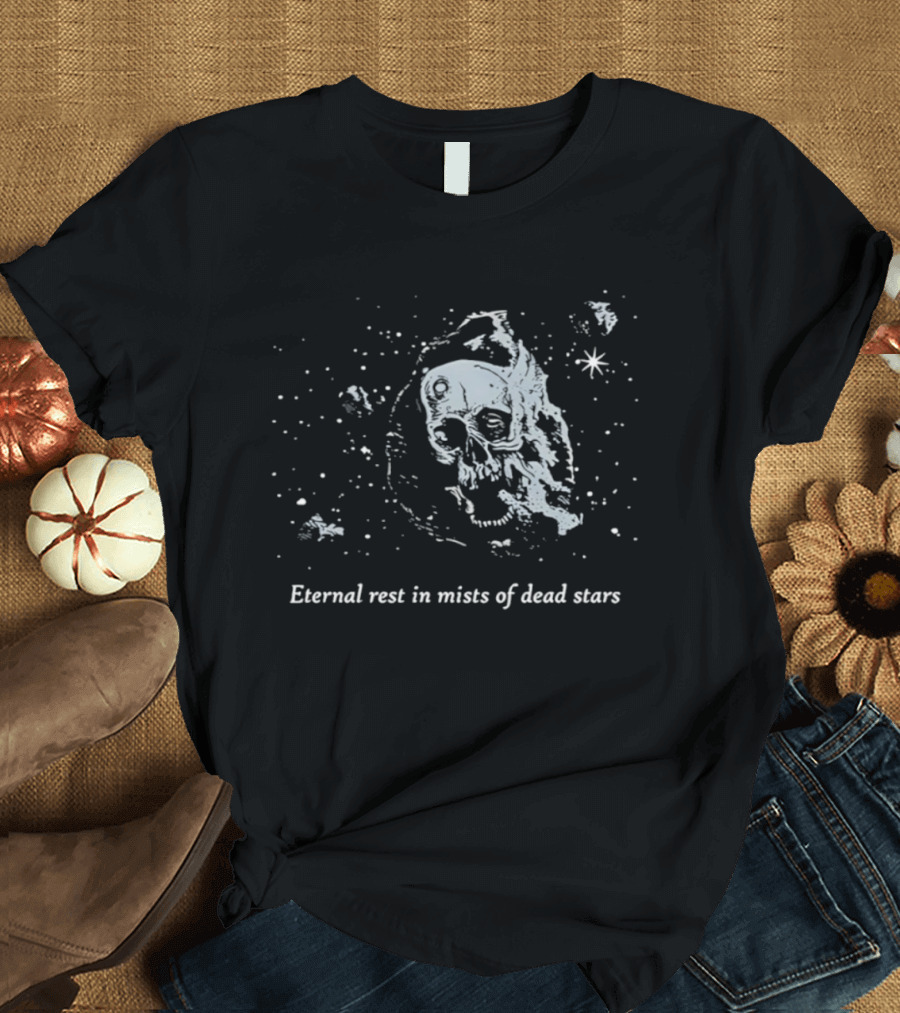 Eternal Rest In Mists Of Dead Stars Skull Space T-Shirt