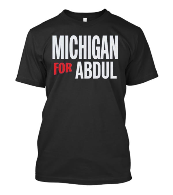 Michigan For Abdul Text Bold Red And White T-Shirt