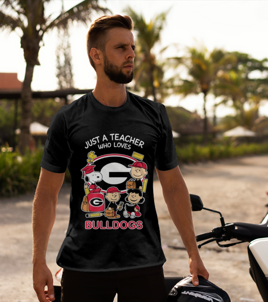 Just A Teacher Who Loves Bulldogs Peanuts X Georgia Football Academics T-Shirt
