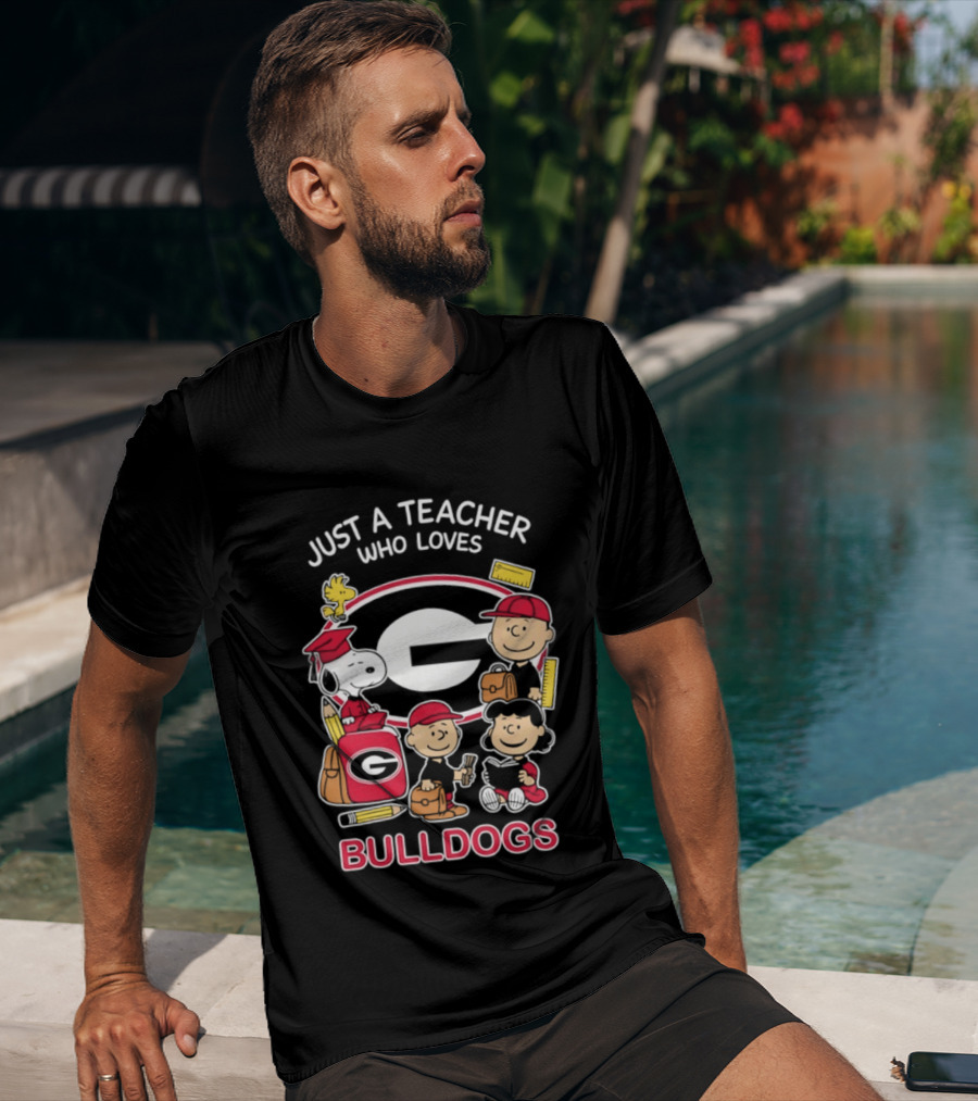 Just A Teacher Who Loves Bulldogs Peanuts X Georgia Football Academics T-Shirt