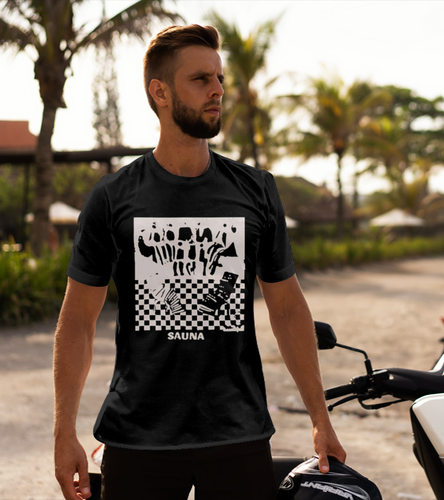 Sauna Checkered Patterns Accordion Instruments T-Shirt