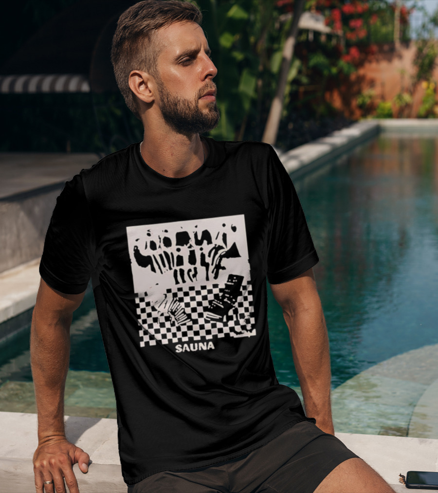 Sauna Checkered Patterns Accordion Instruments T-Shirt