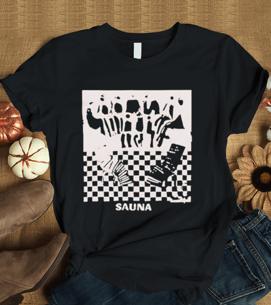 Sauna Checkered Patterns Accordion Instruments T-Shirt