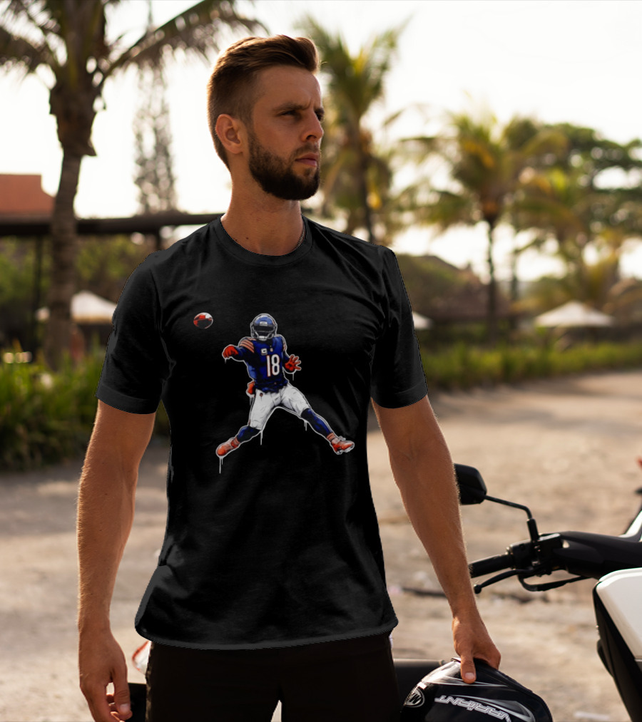 Chicago Bears Number 18 Quarterback Graffiti Style Football T-Shirt