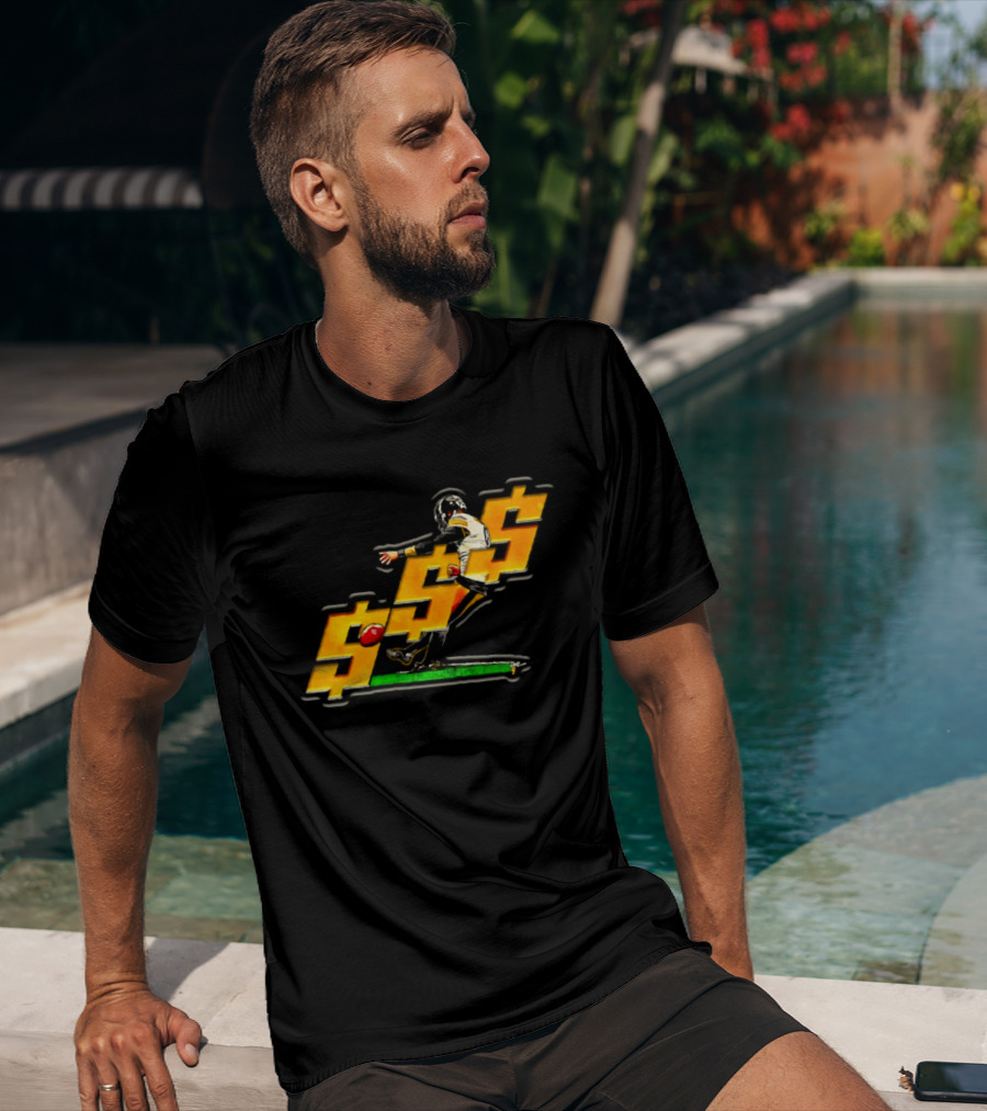 Pittsburgh Steelers Chris Boswell Kicking Football Dollar Sign T-Shirt