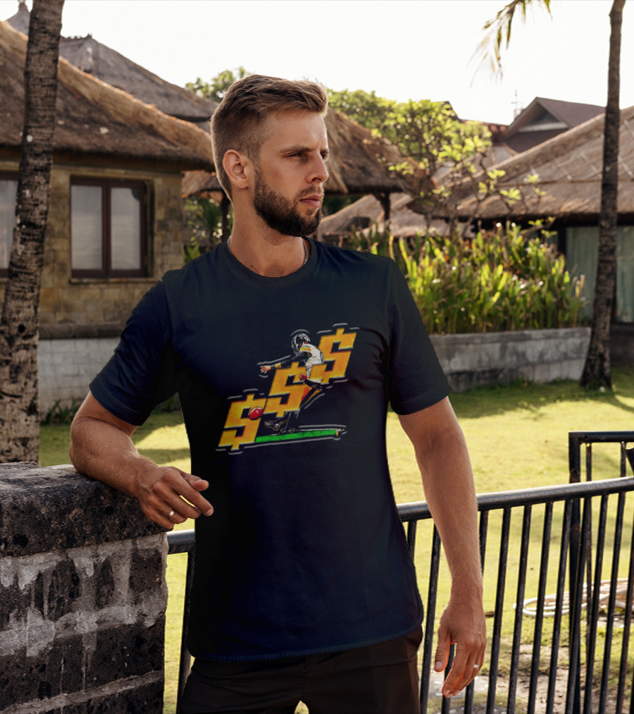 Pittsburgh Steelers Chris Boswell Kicking Football Dollar Sign T-Shirt