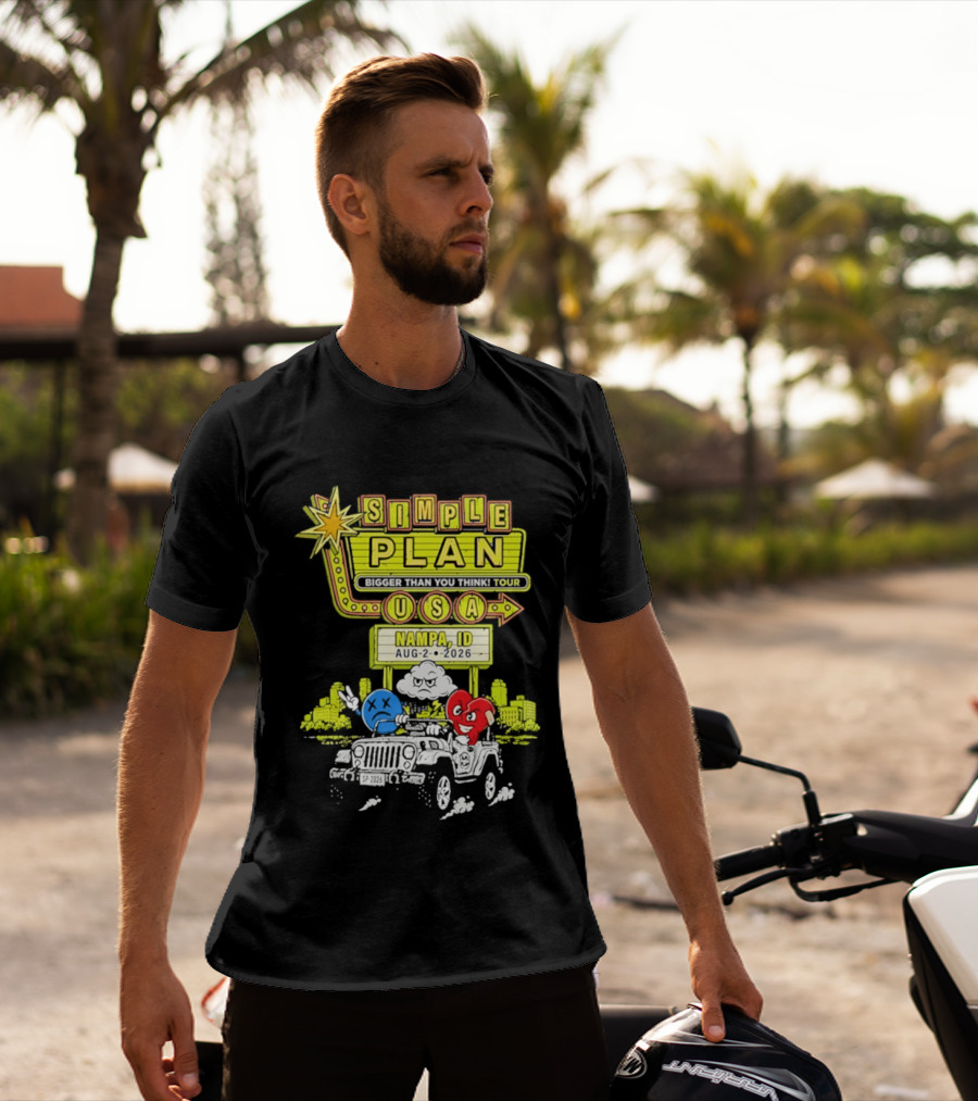 Simple Plan Bigger Than You Think Tour Nampa ID USA August 2 2026 T-Shirt