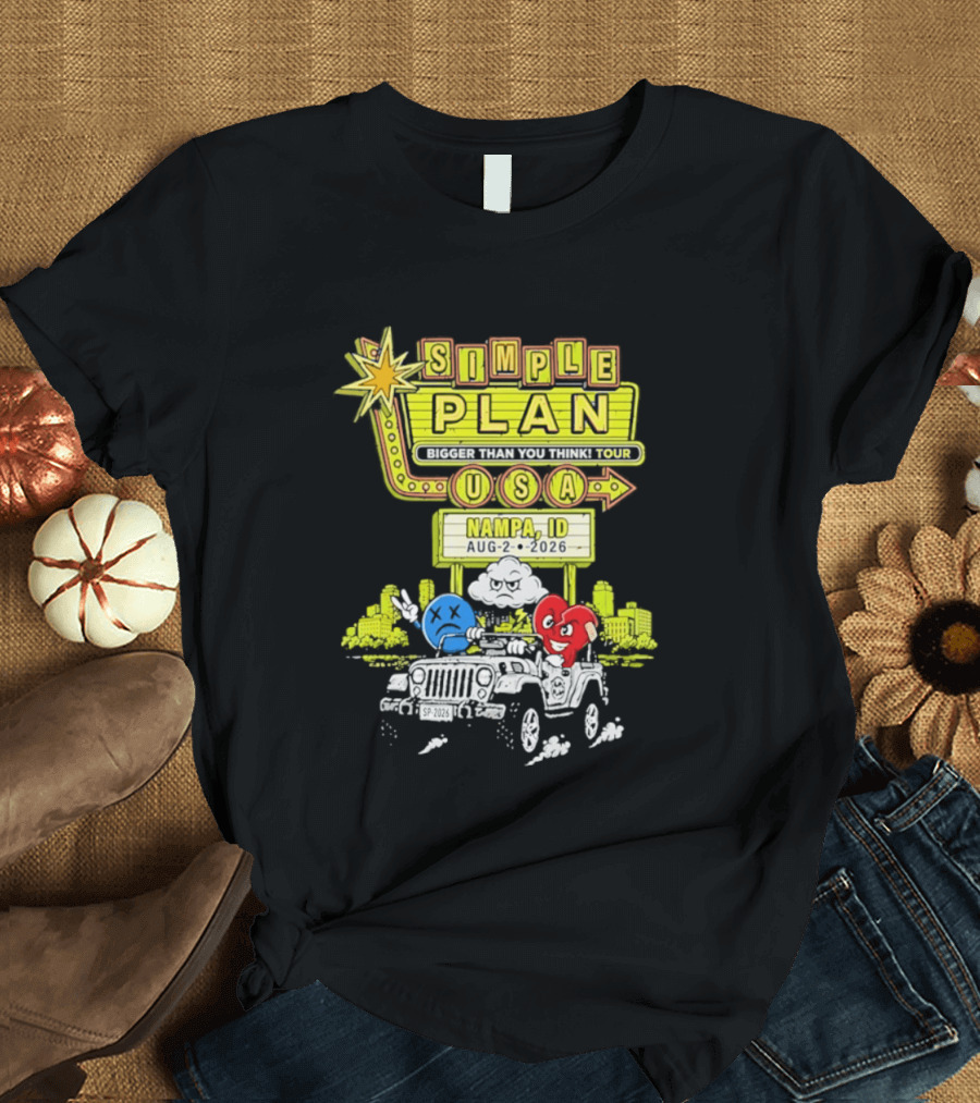 Simple Plan Bigger Than You Think Tour Nampa ID USA August 2 2026 T-Shirt
