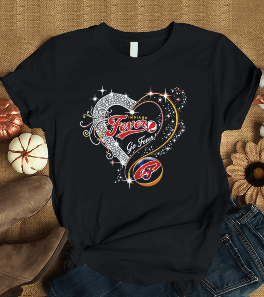 Indiana Fever Heart Go Fever Diamond Sparkle T-Shirt