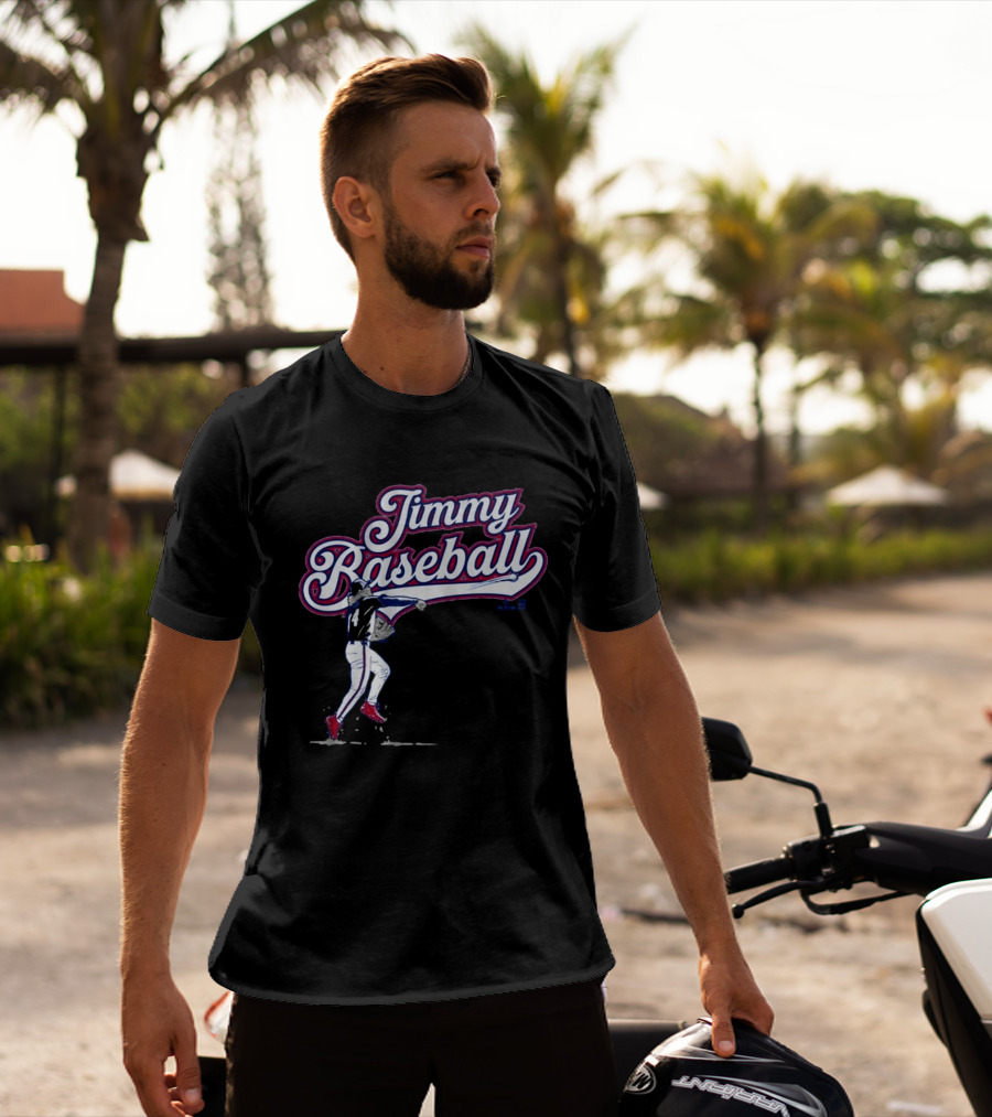 Jimmy Baseball Vintage Style Player Swinging Bat T-Shirt