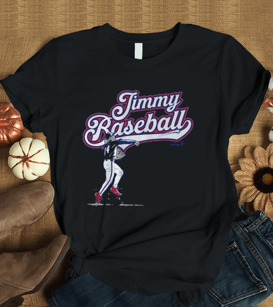 Jimmy Baseball Vintage Style Player Swinging Bat T-Shirt