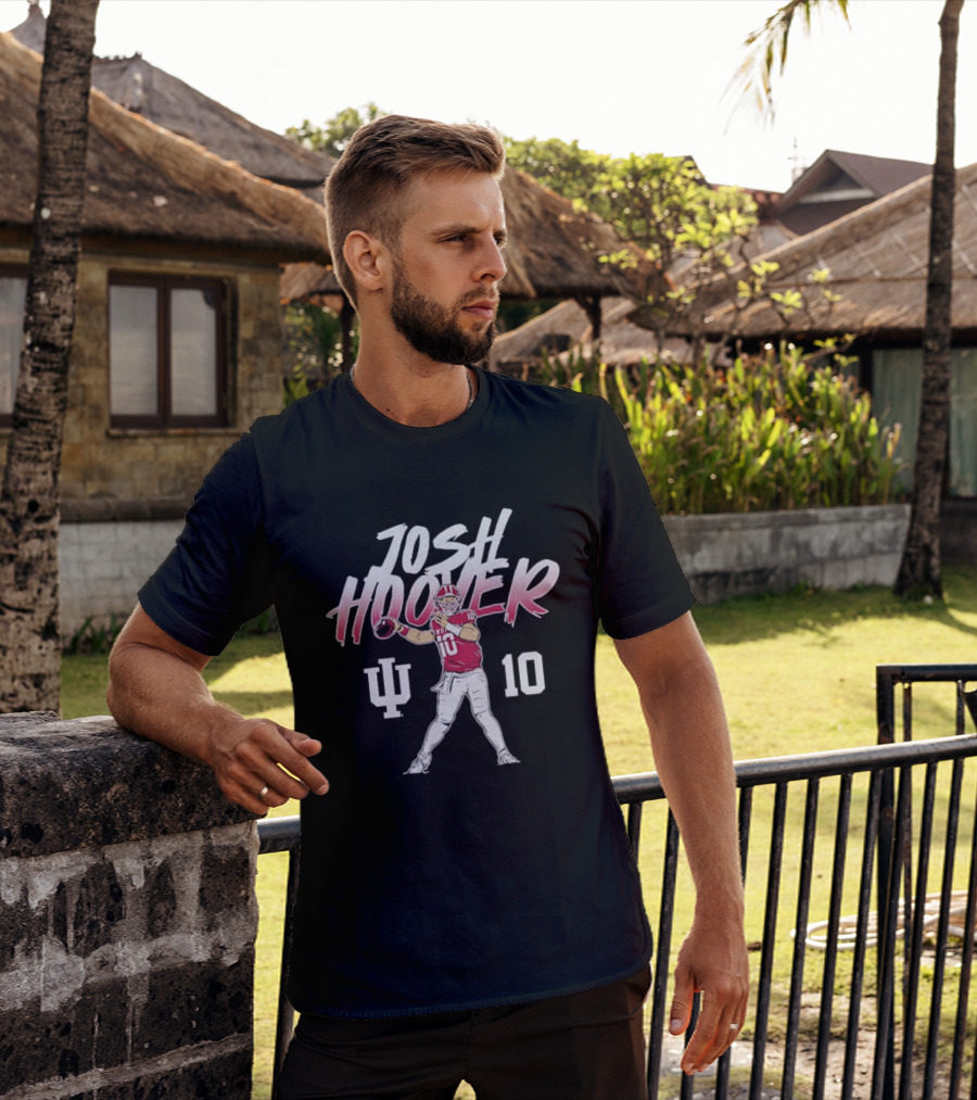 Josh Hoover 10 Indiana Football IU Hoosiers Quarterback Pose T-Shirt