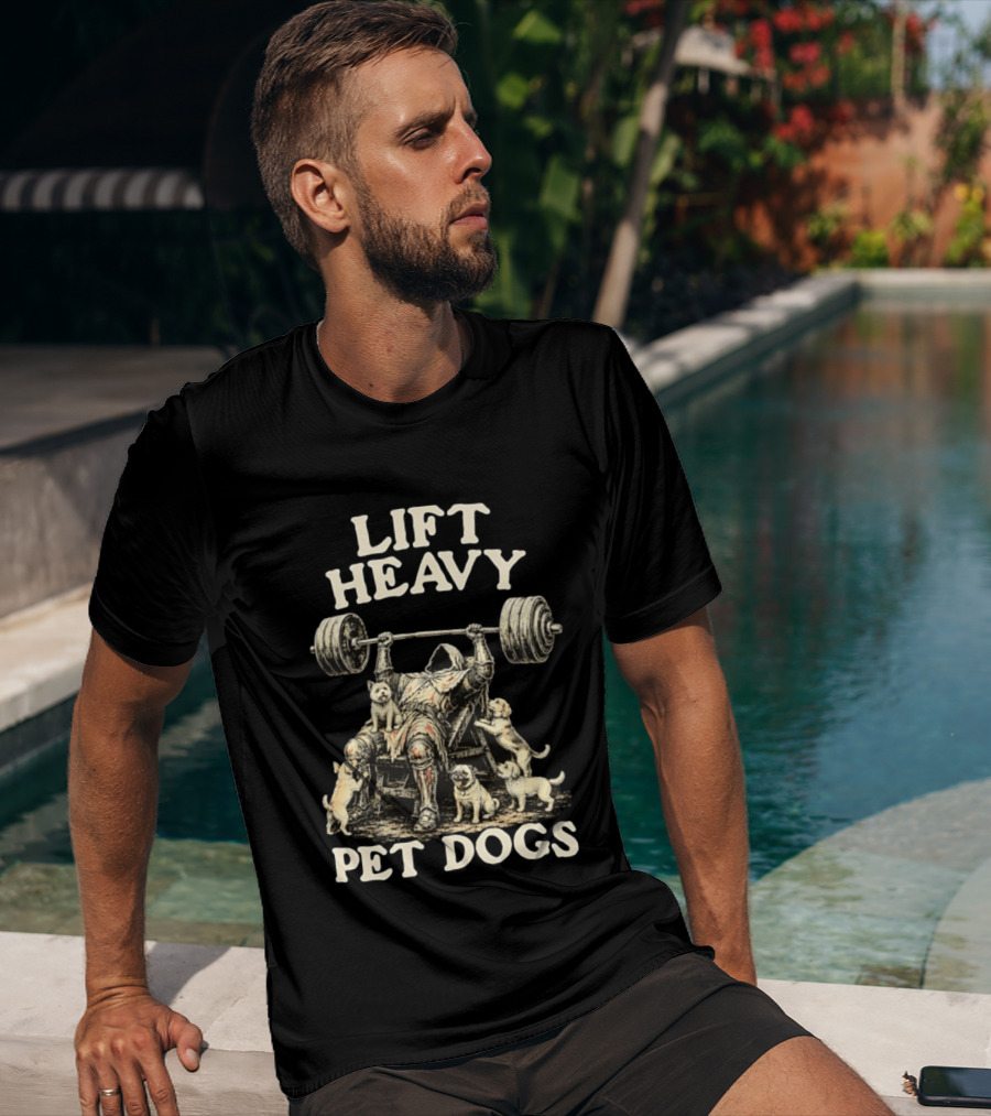 Lift Heavy Pet Dogs Medieval Weightlifting Knight With Puppies T-Shirt