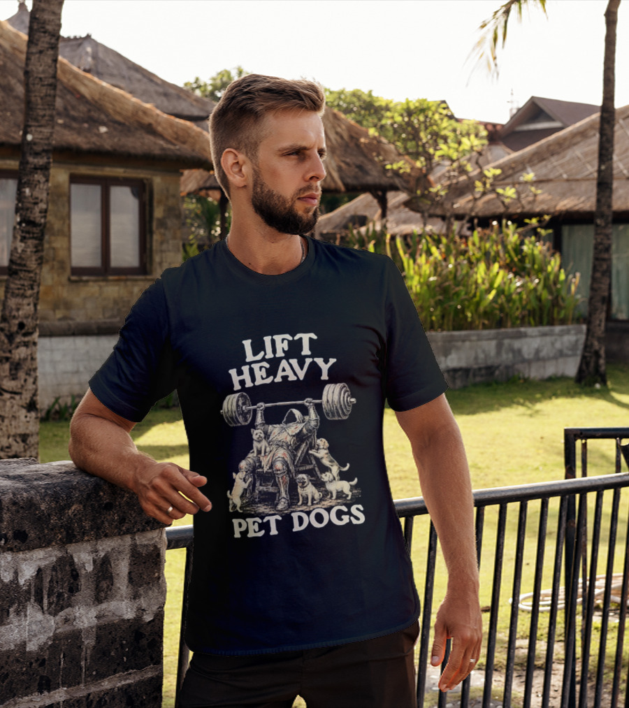 Lift Heavy Pet Dogs Medieval Weightlifting Knight With Puppies T-Shirt