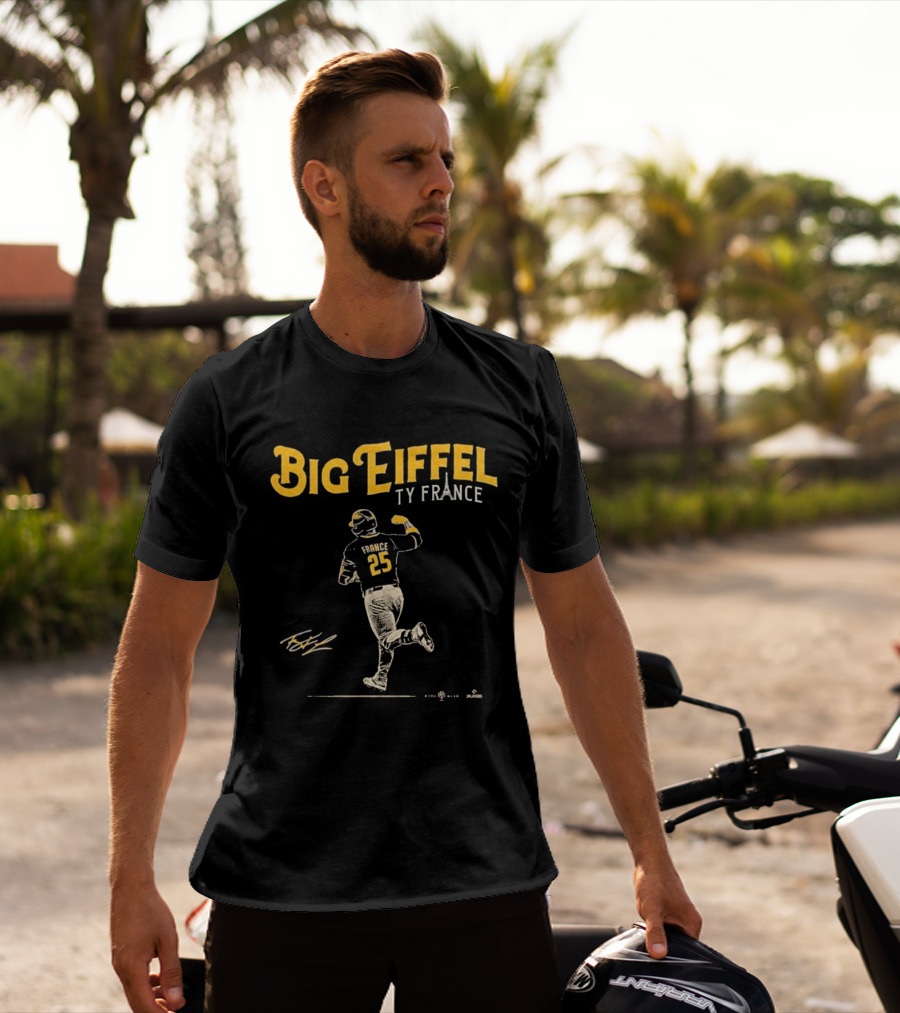 Big Eiffel Ty France 25 Baseball Player T-Shirt