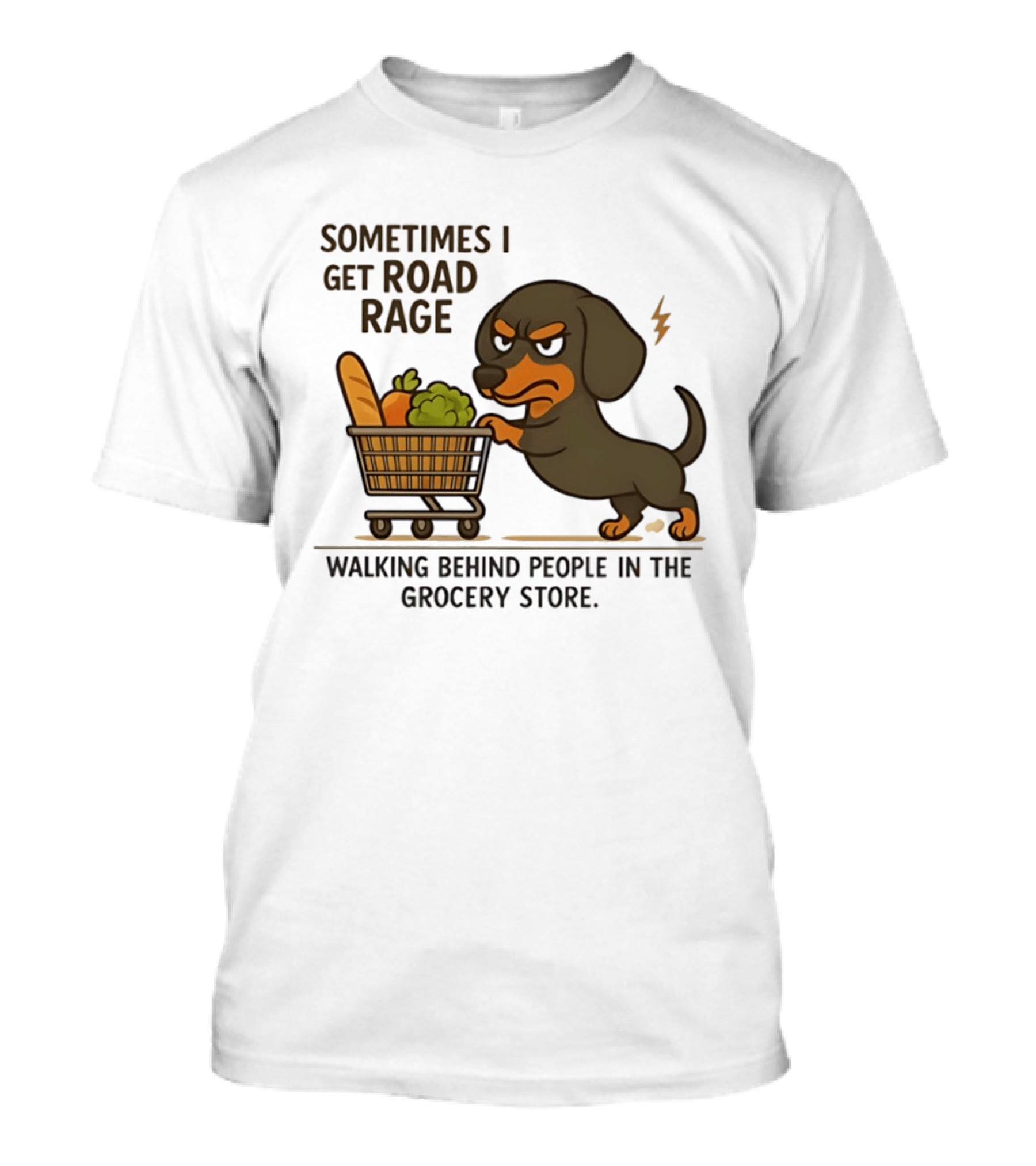 Dachshund Road Rage Walking Behind People In Grocery Store T-Shirt