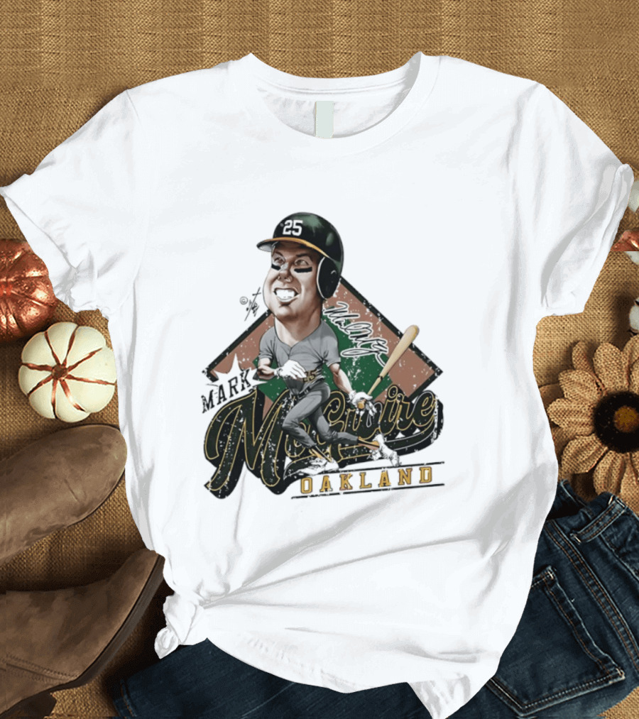 Mark McGwire Oakland Athletics Baseball Caricature Bruce Stark T-Shirt