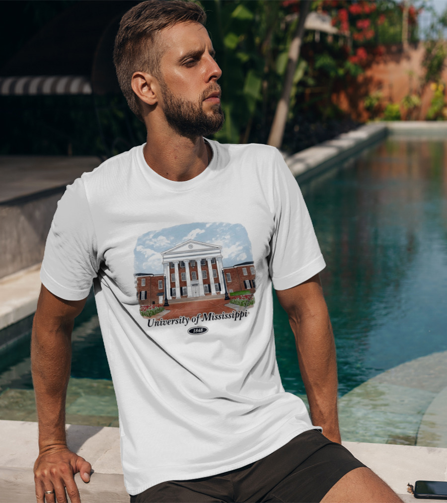 University Of Mississippi Ole Miss Rebels Football 1848 Campus Building T-Shirt