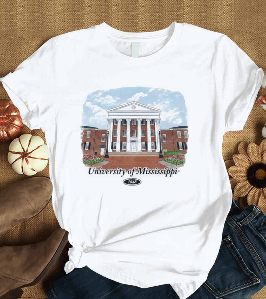 University Of Mississippi Ole Miss Rebels Football 1848 Campus Building T-Shirt