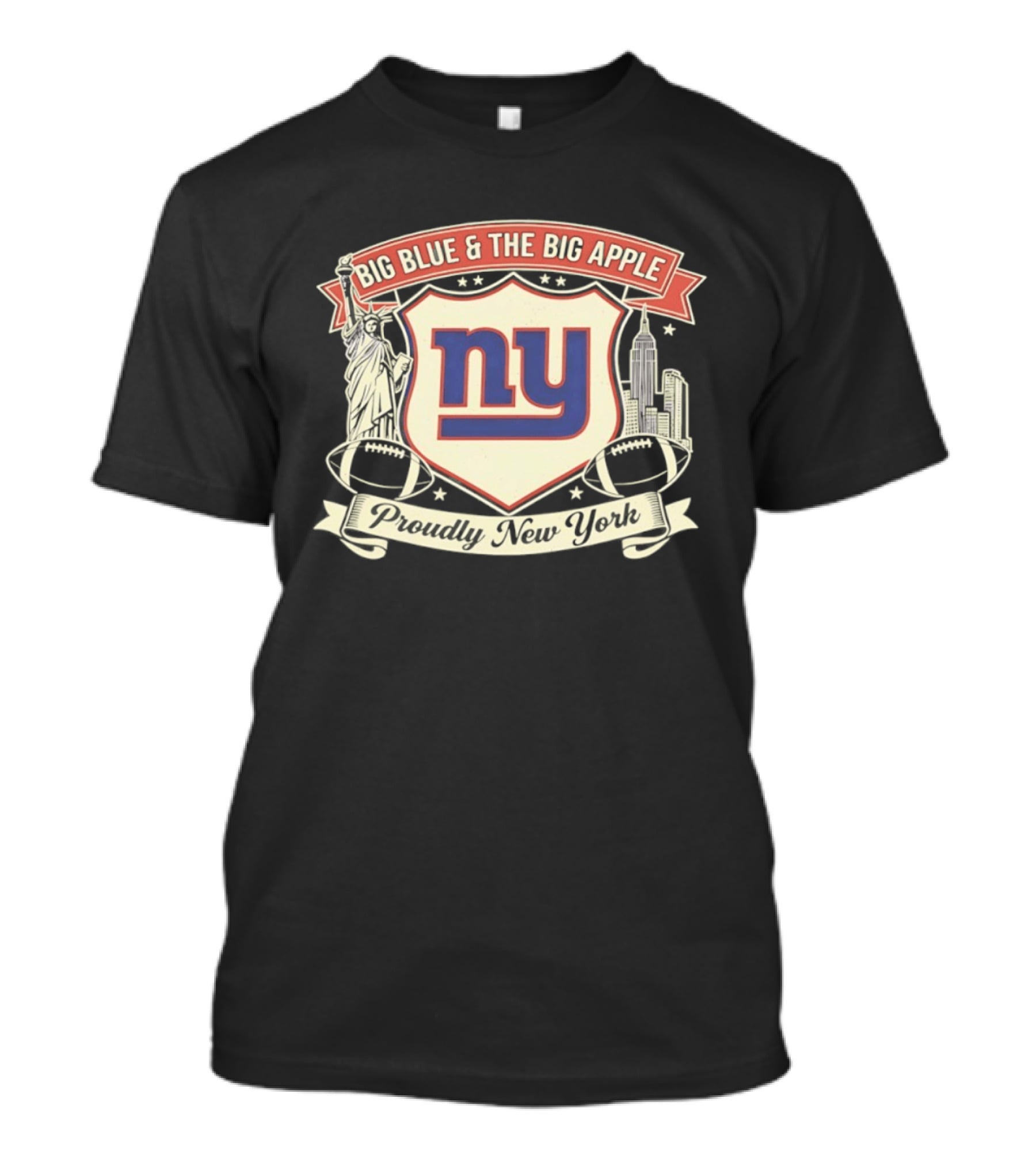 Big Blue And The Big Apple New York Giants Proudly NY T-Shirt