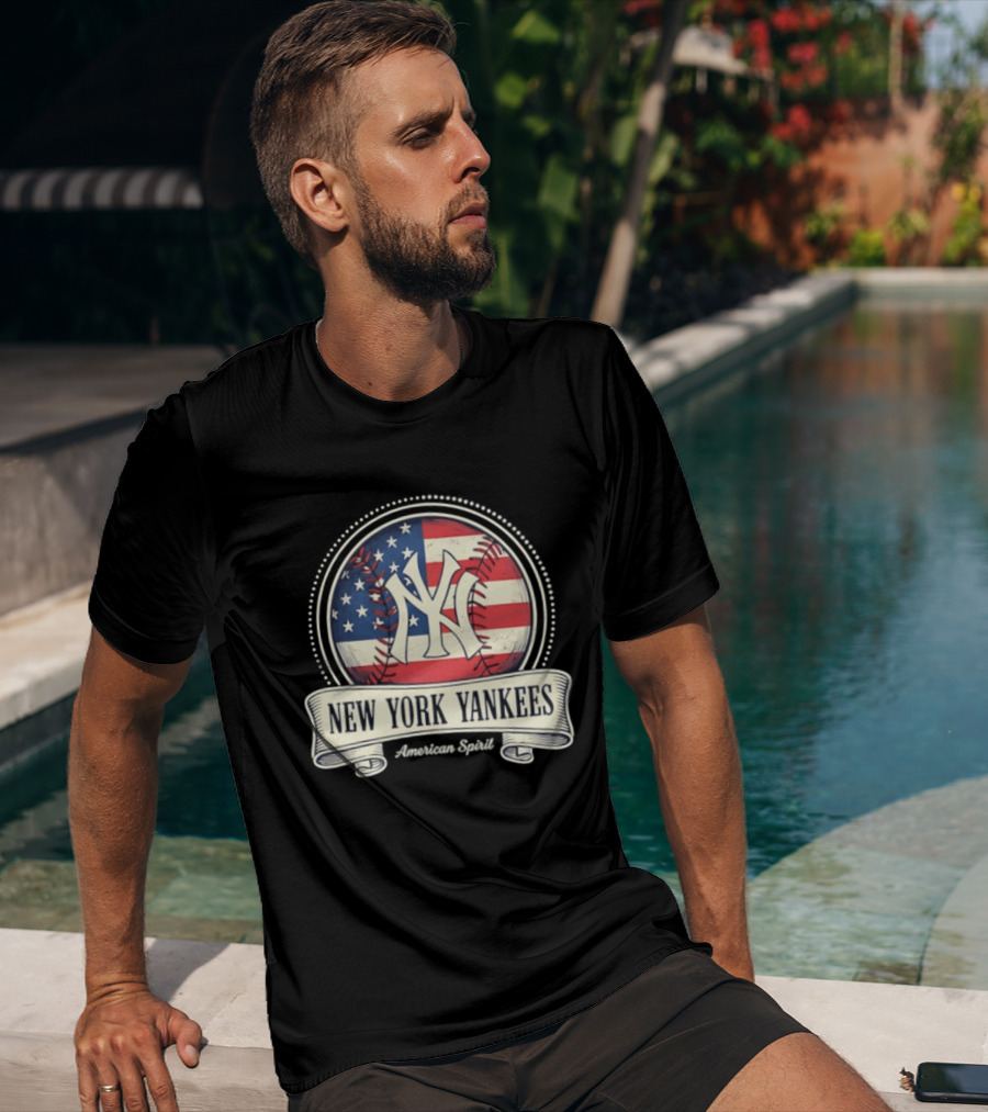 New York Yankees American Flag Baseball Emblem MLB T-Shirt
