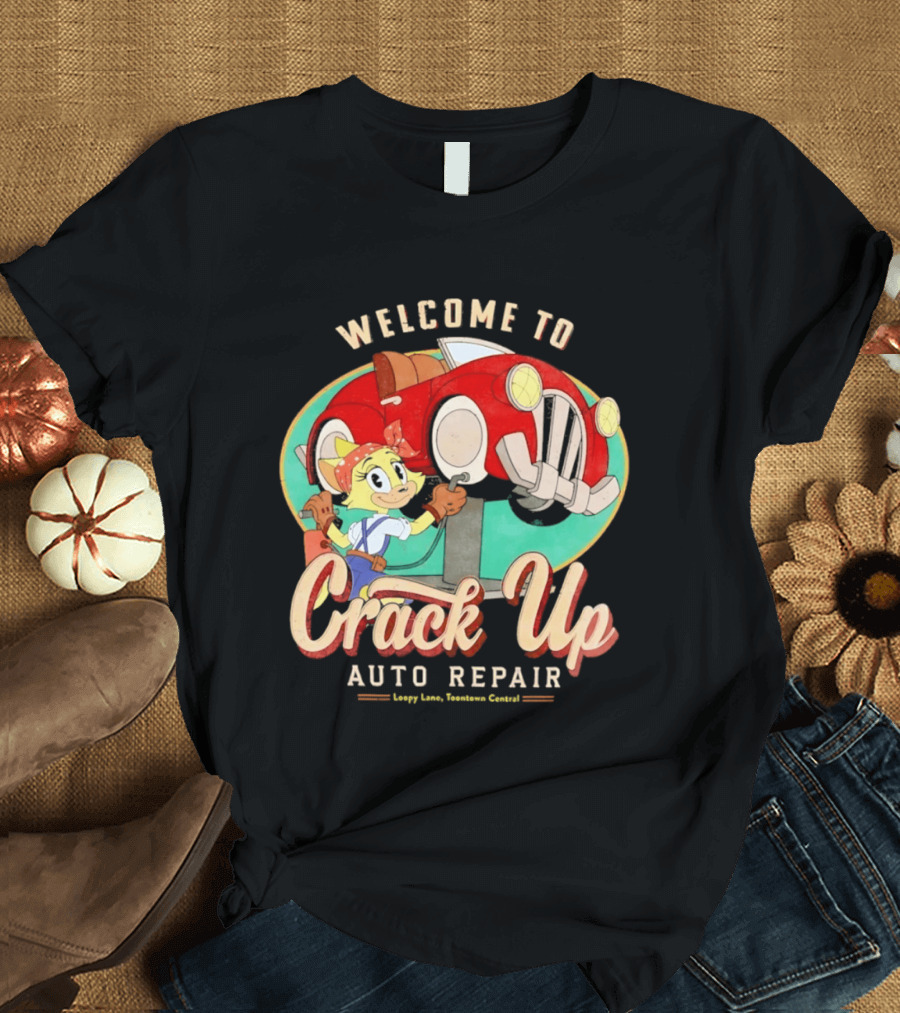 Welcome To Crack Up Auto Repair Happy Lane Towtown Cougars T-Shirt