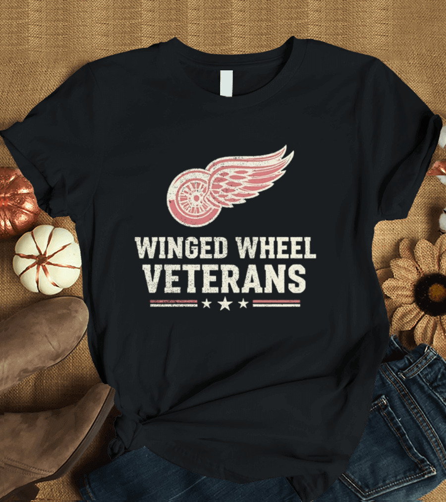 Winged Wheel Veterans Detroit Red Wings Three Stars T-Shirt