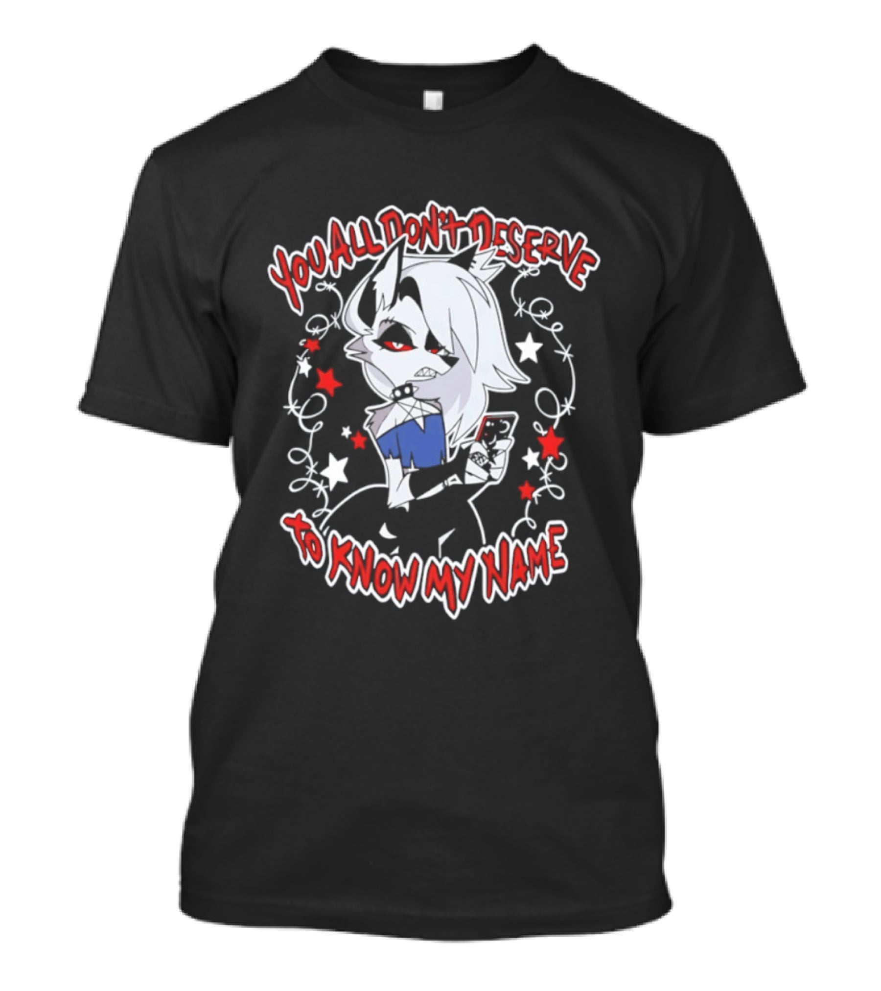 You All Don't Deserve To Know My Name Loona Hellaverse Star And Red Flower Motif T-Shirt