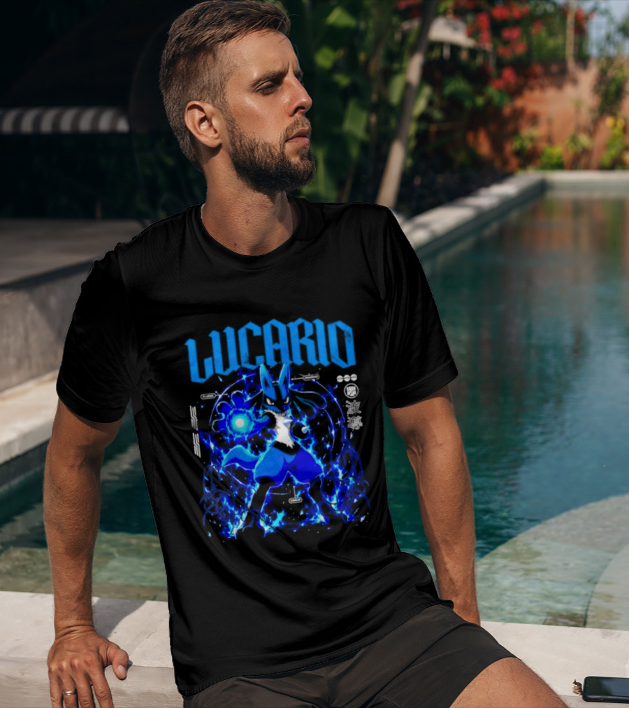 Lucario Fighting Awakened Combat Pokemon Aura Sphere Power T-Shirt