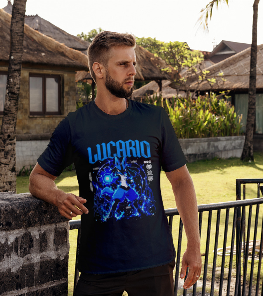 Lucario Fighting Awakened Combat Pokemon Aura Sphere Power T-Shirt